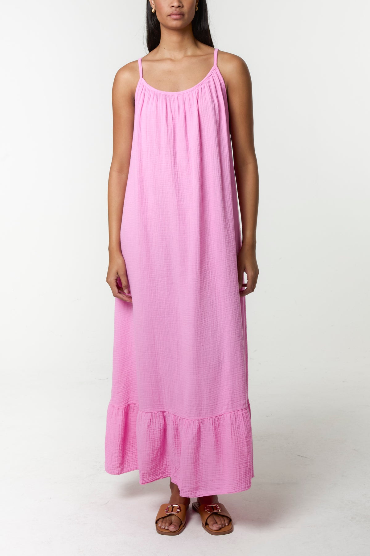 Cotton Backless Cami Maxi Dress