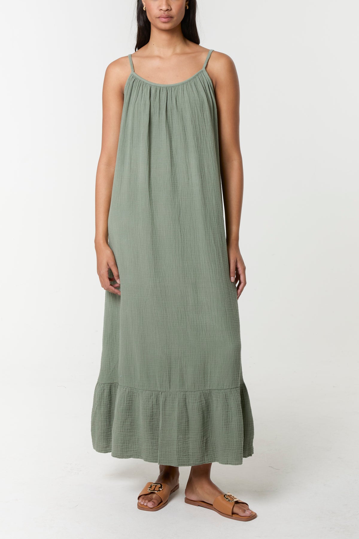 Cotton Backless Cami Maxi Dress