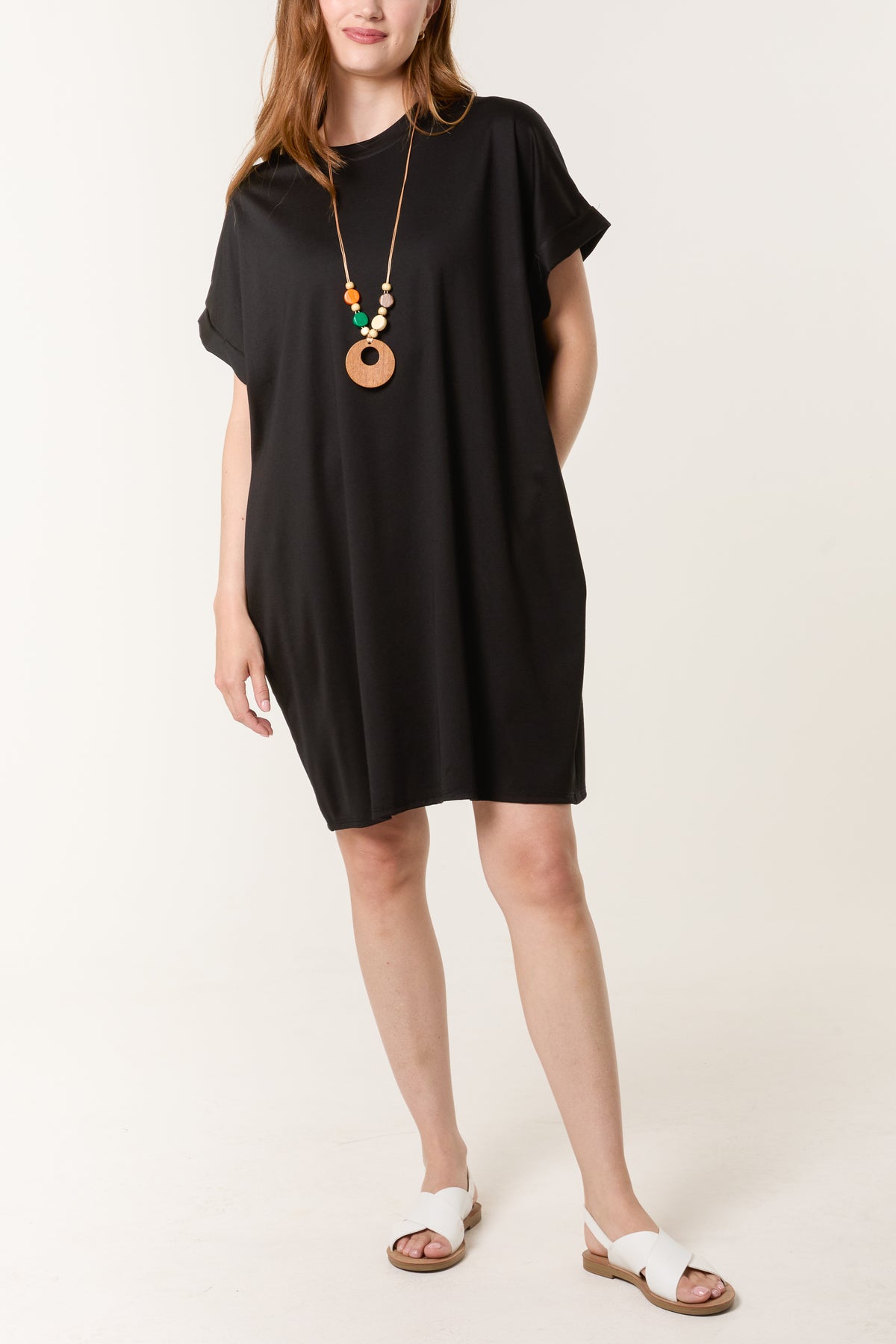 Necklace Short Sleeve Jersey Dress