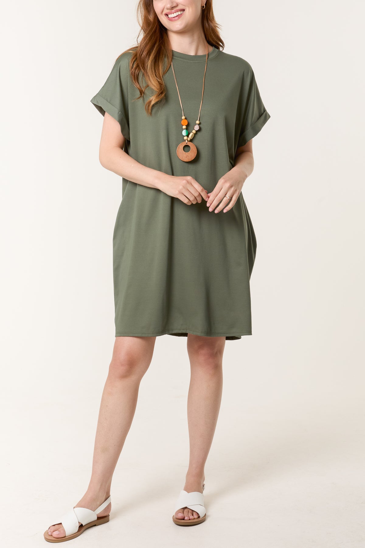 Necklace Short Sleeve Jersey Dress