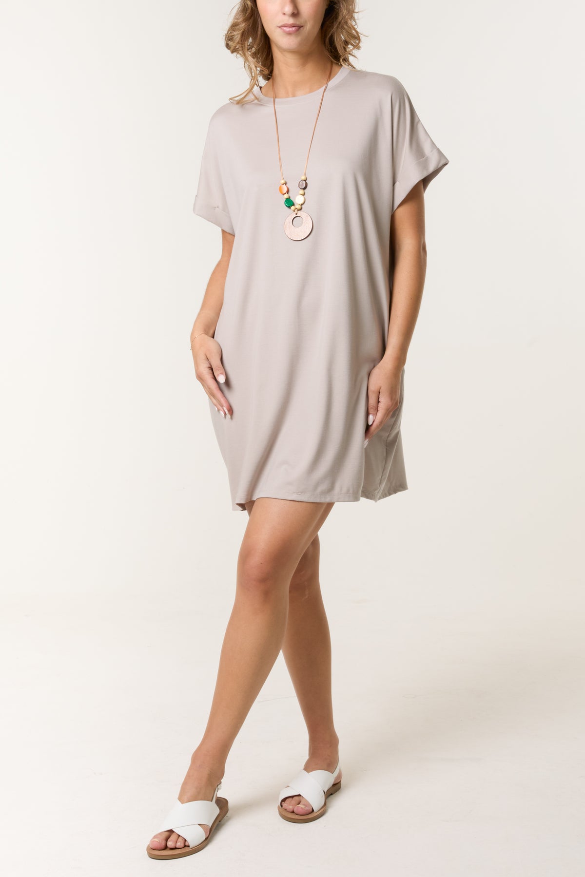 Necklace Short Sleeve Jersey Dress