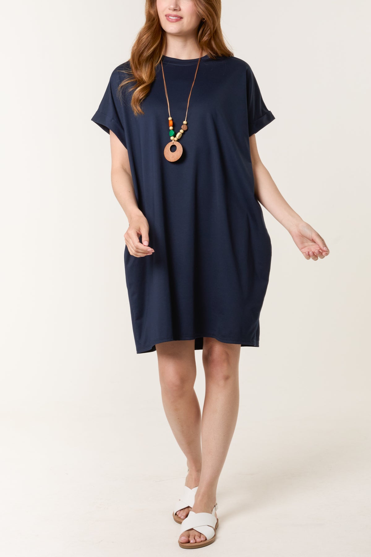 Necklace Short Sleeve Jersey Dress