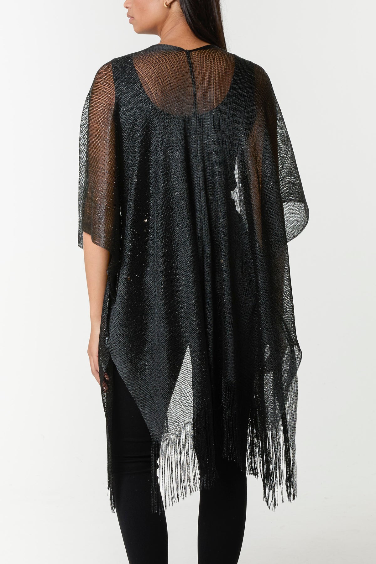Lurex Knit Fringe Hem Kaftan