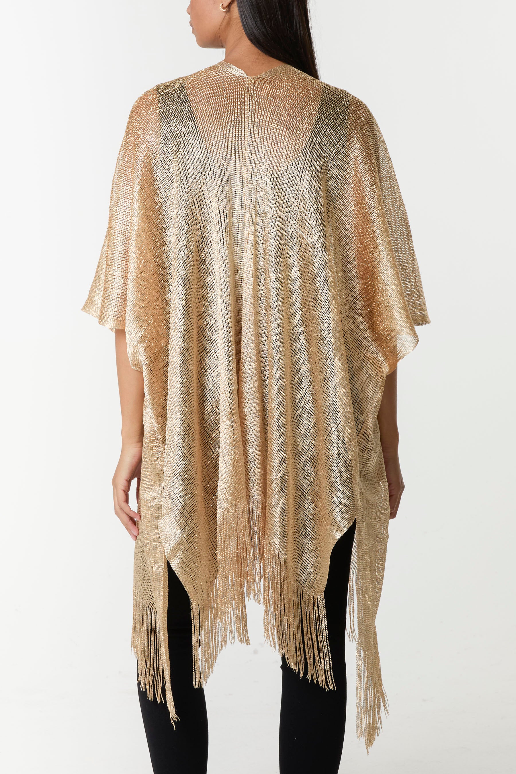 Lurex Knit Fringe Hem Kaftan