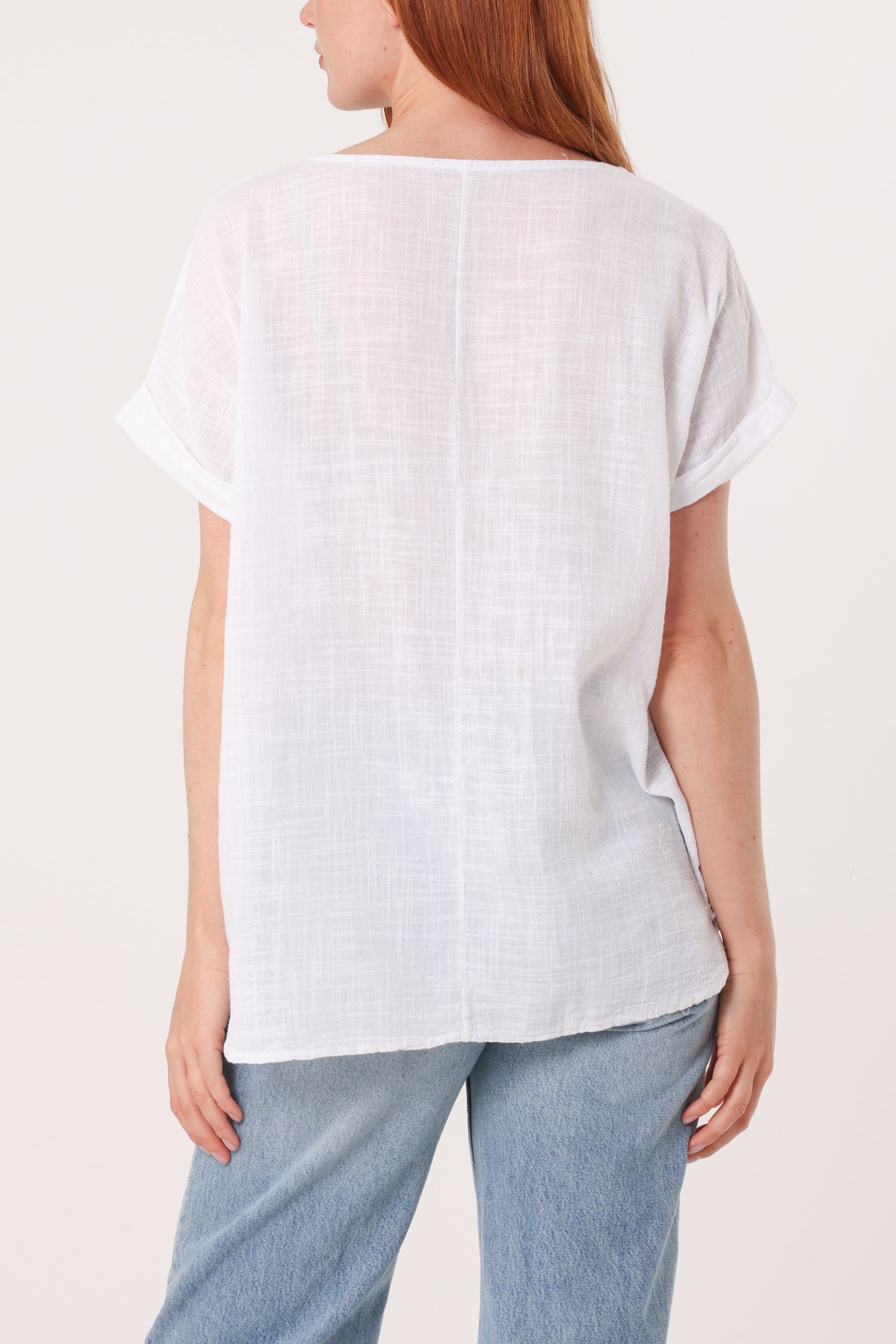 Fish Iridescent Print Cotton Top