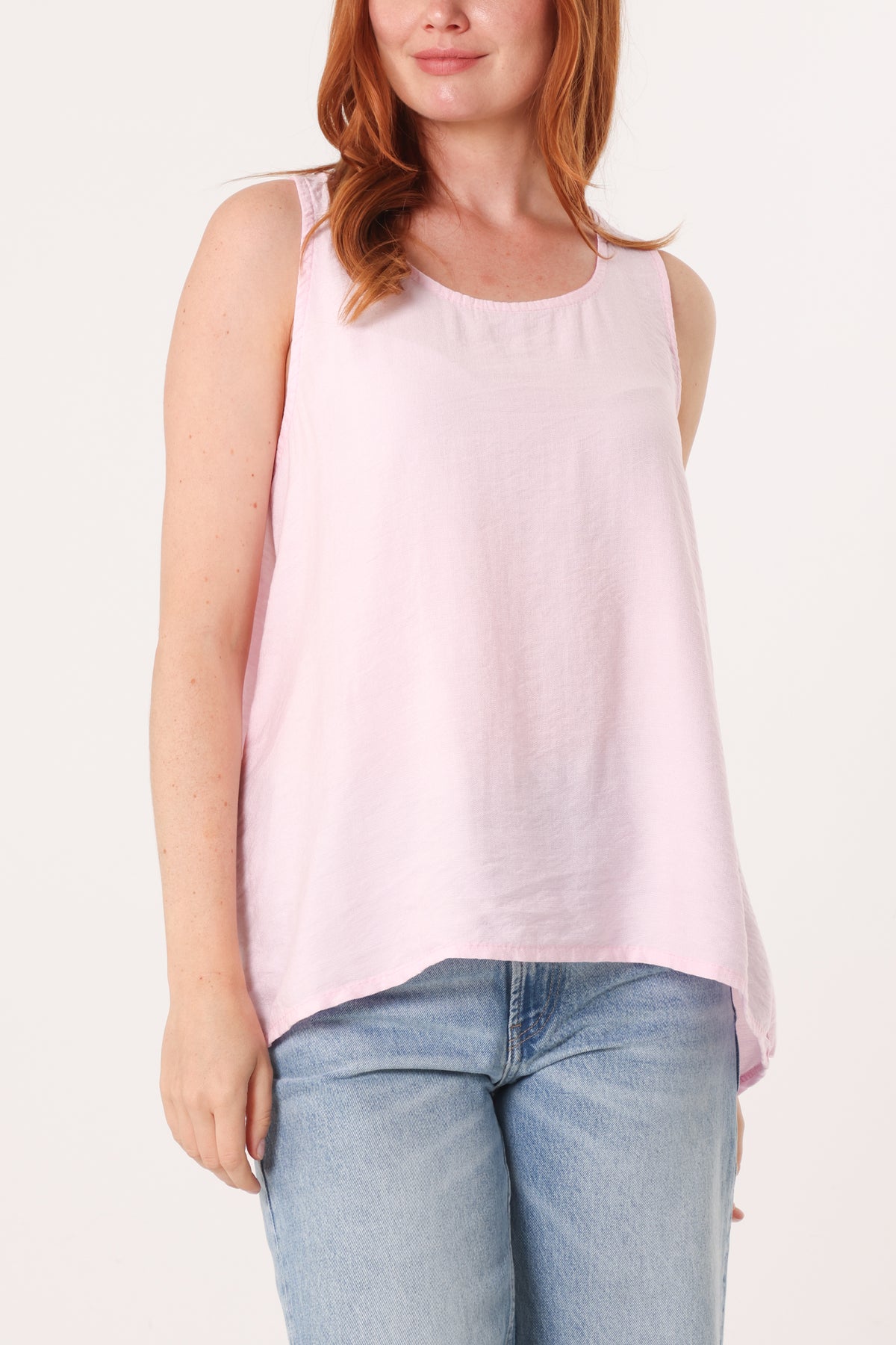 Scoop Neck Back Button Sleeveless Top