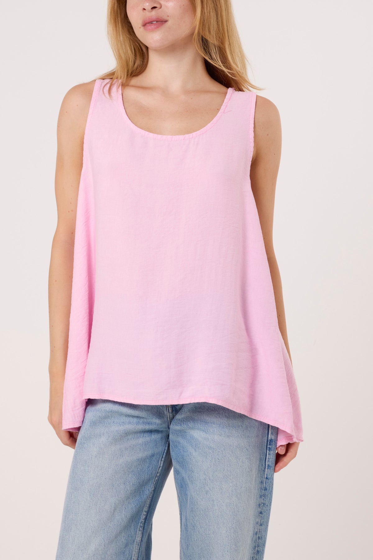 Scoop Neck Back Button Sleeveless Top