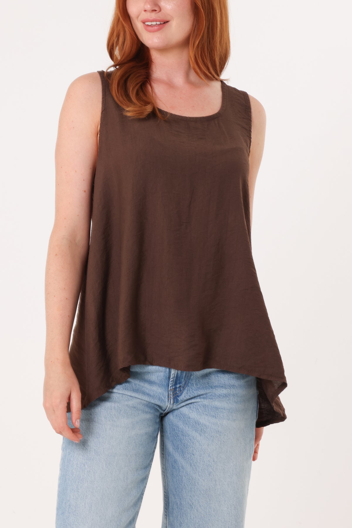 Scoop Neck Back Button Sleeveless Top