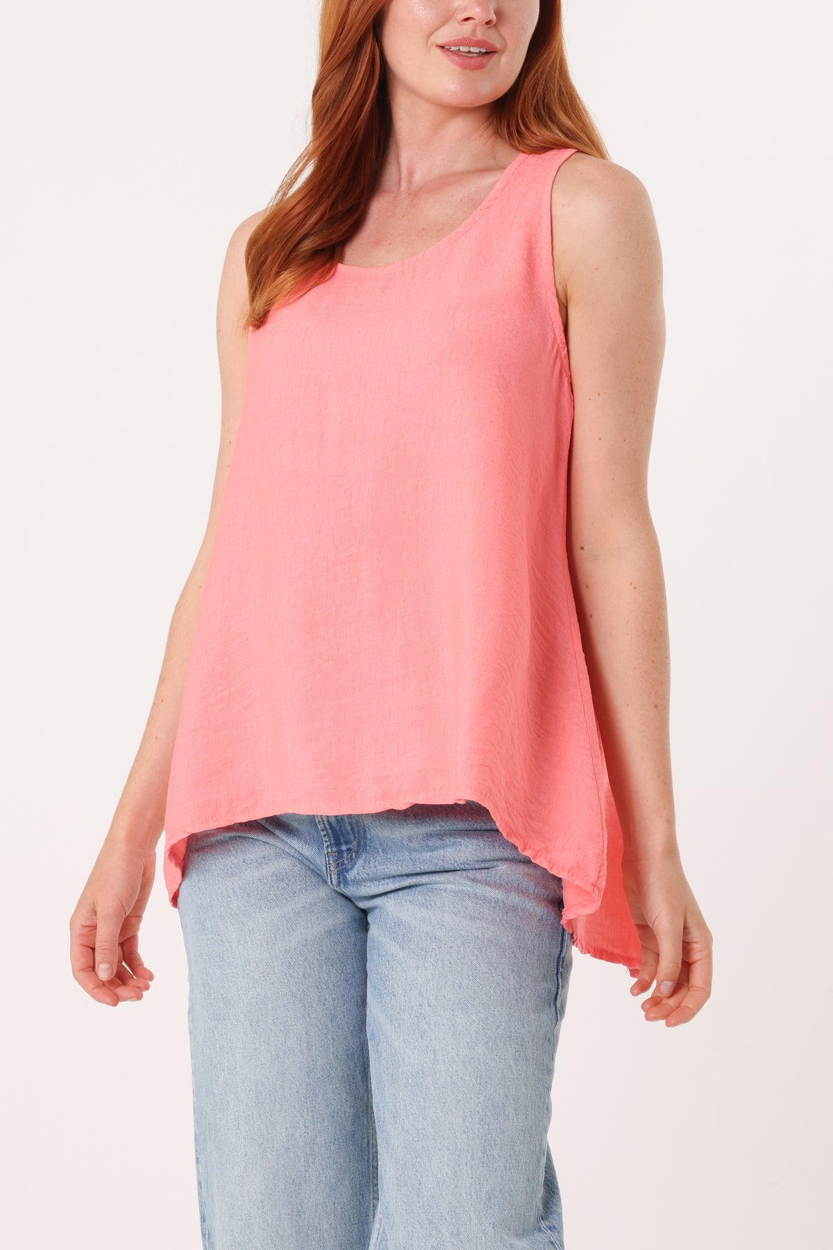 Scoop Neck Back Button Sleeveless Top