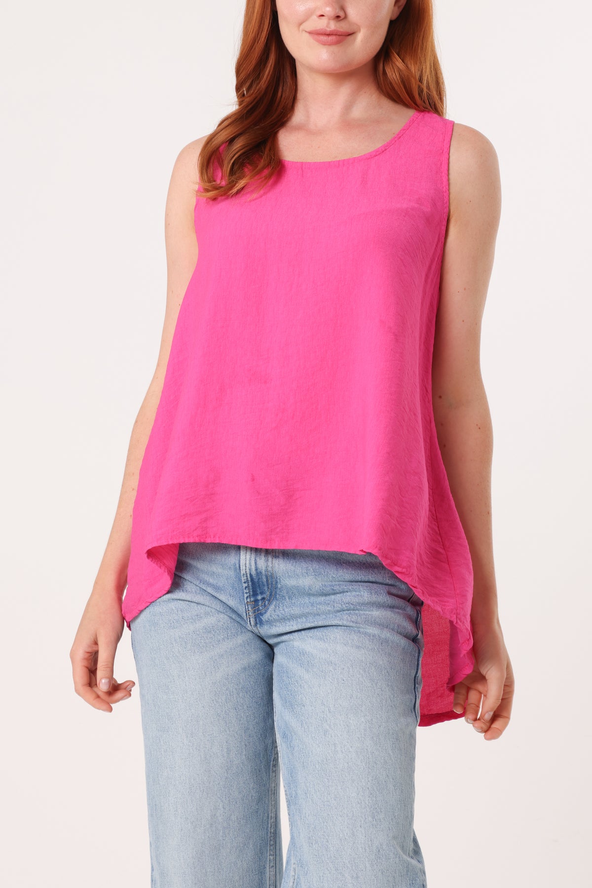 Scoop Neck Back Button Sleeveless Top