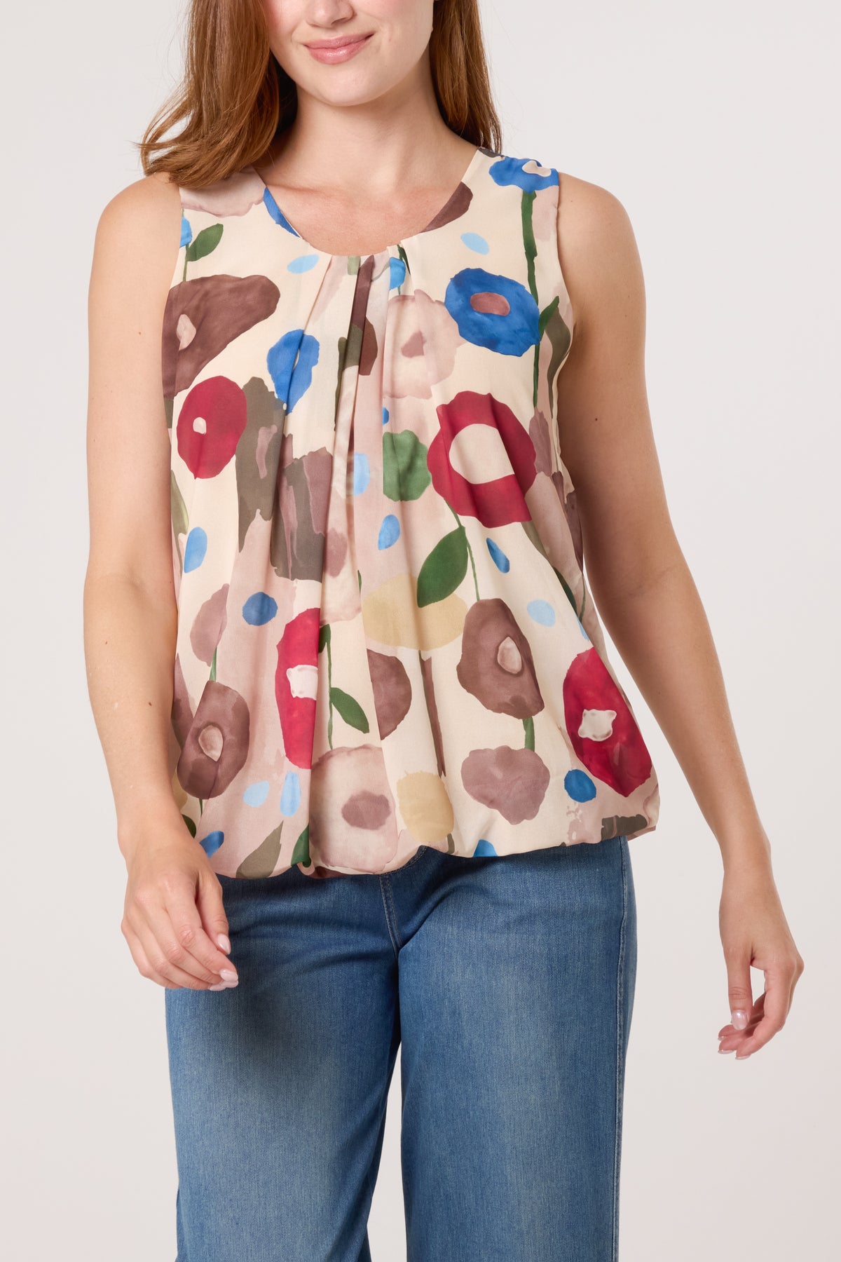 Circles Sleeveless Bubble Hem Top
