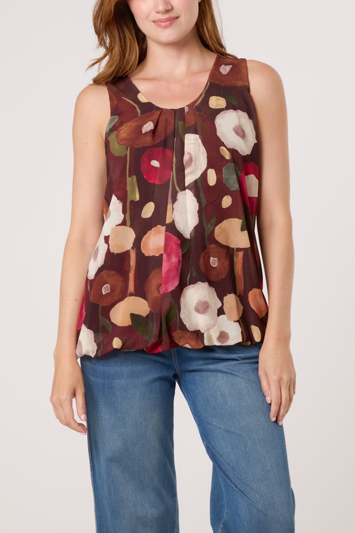Circles Sleeveless Bubble Hem Top