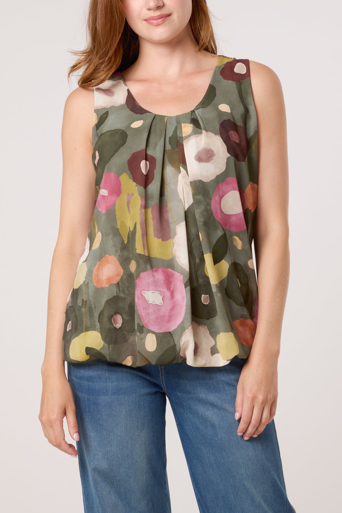 Circles Sleeveless Bubble Hem Top