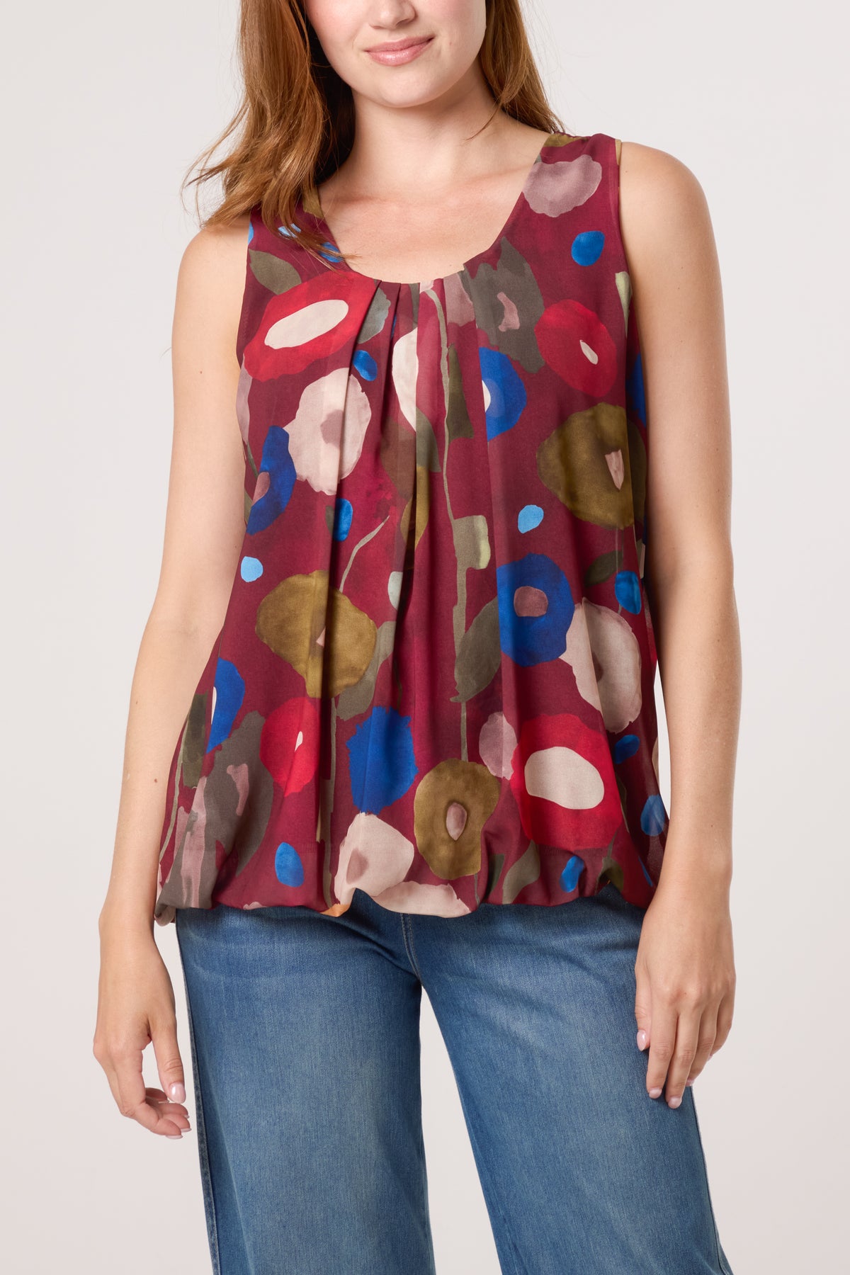 Circles Sleeveless Bubble Hem Top
