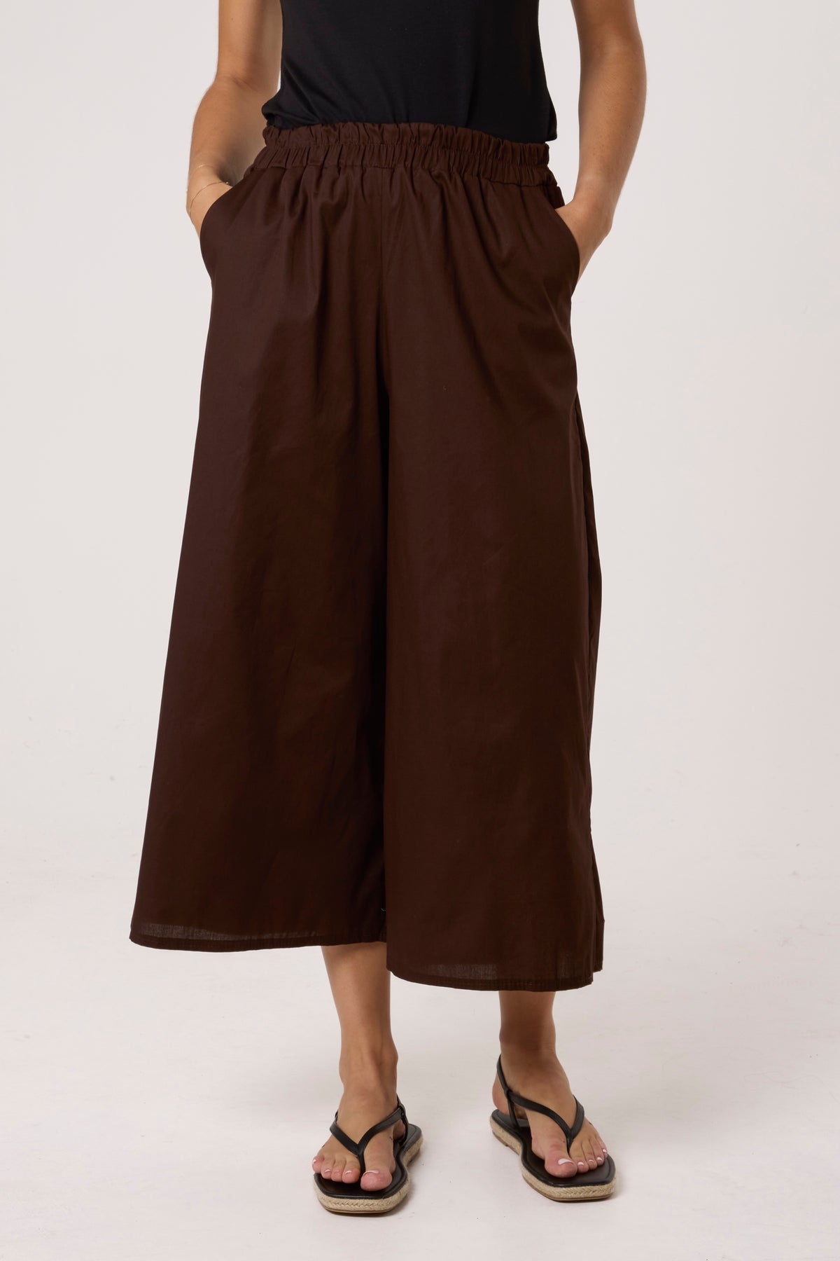 Poplin Wide Leg Culotte Trousers
