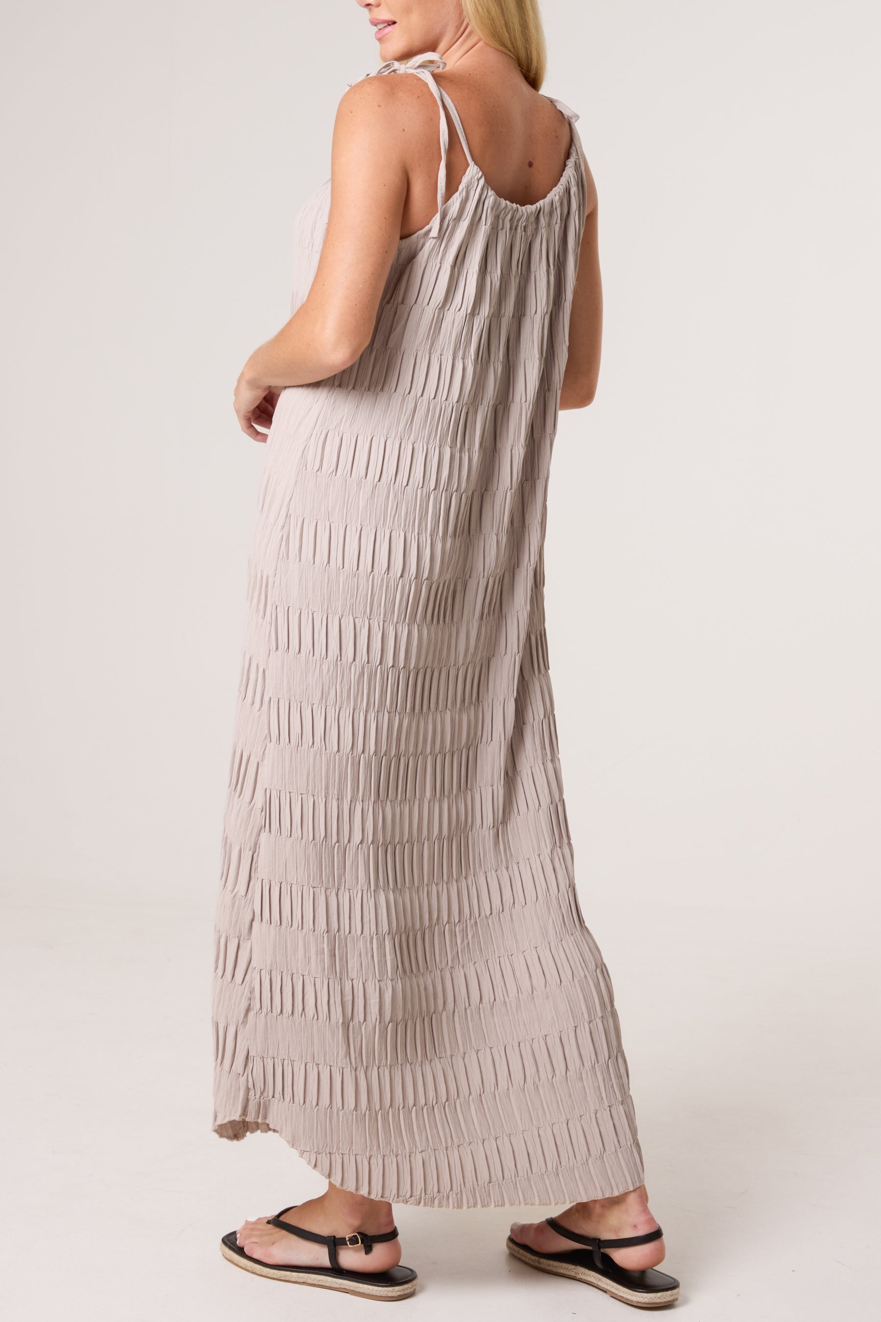 Crinkle Maxi Dress With Strap Detail