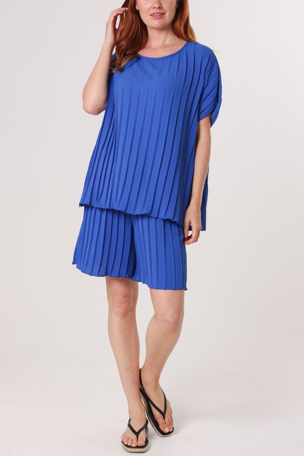 Pleated Top & Bermuda Co-Ord Set