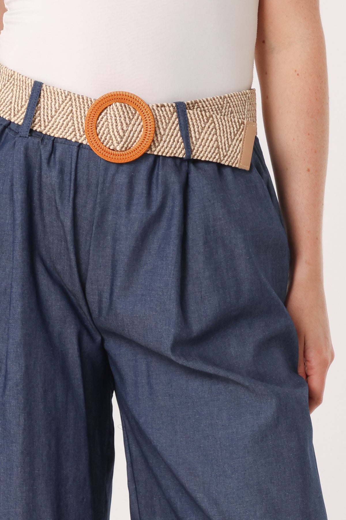 Belted Wide Leg Tencel Trouser