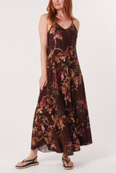Botanical Flower Cami Maxi Dress