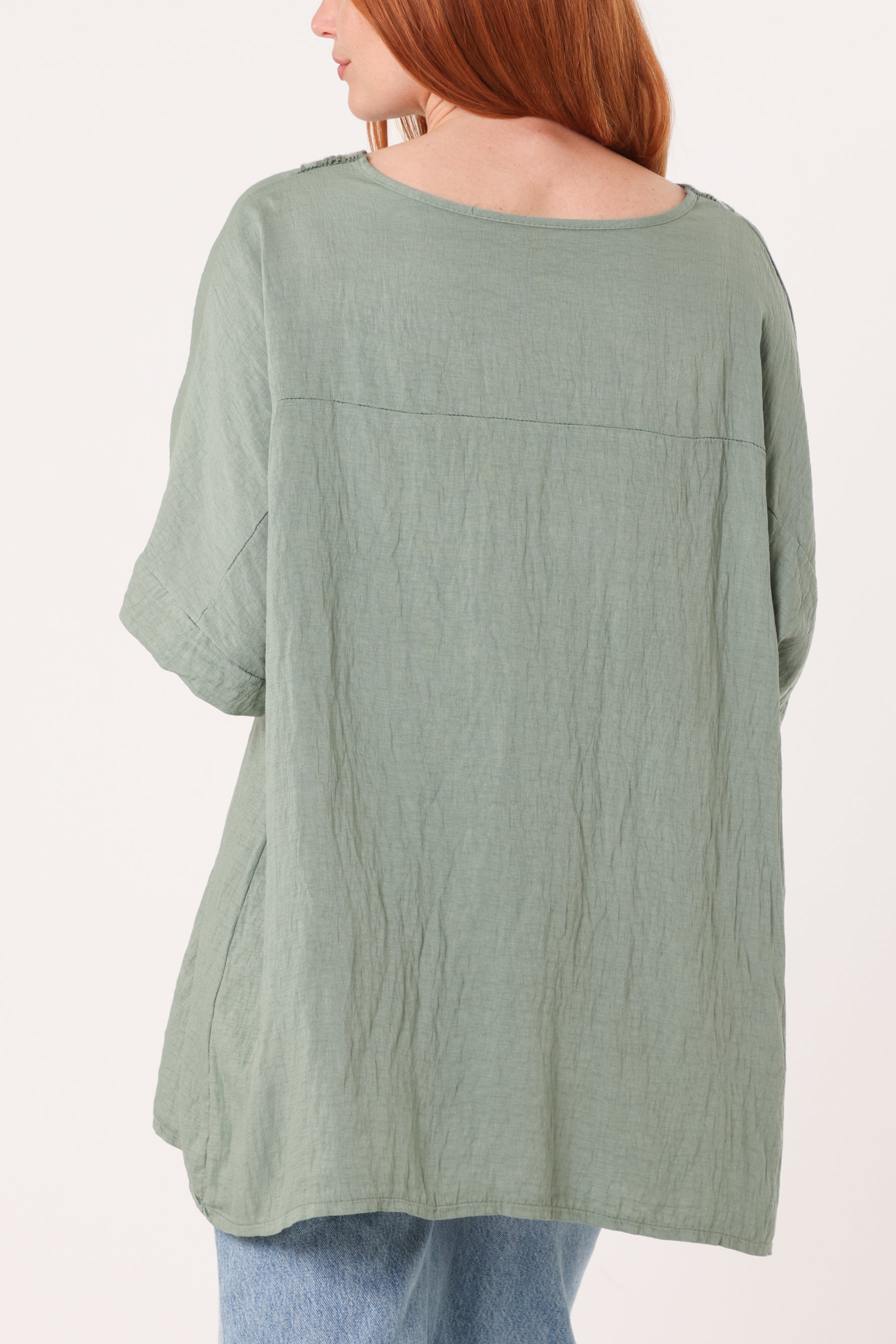 V-Neck Sequins Trim Short Sleeve Top