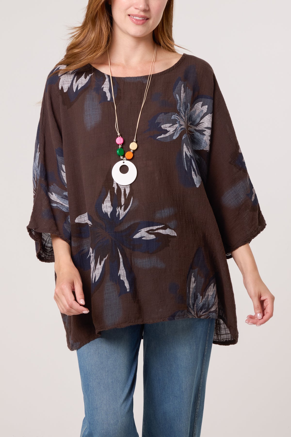 Necklace Lily Print Pure Cotton Top