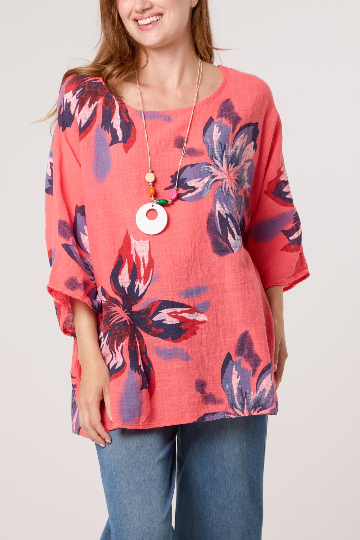 Necklace Lily Print Pure Cotton Top