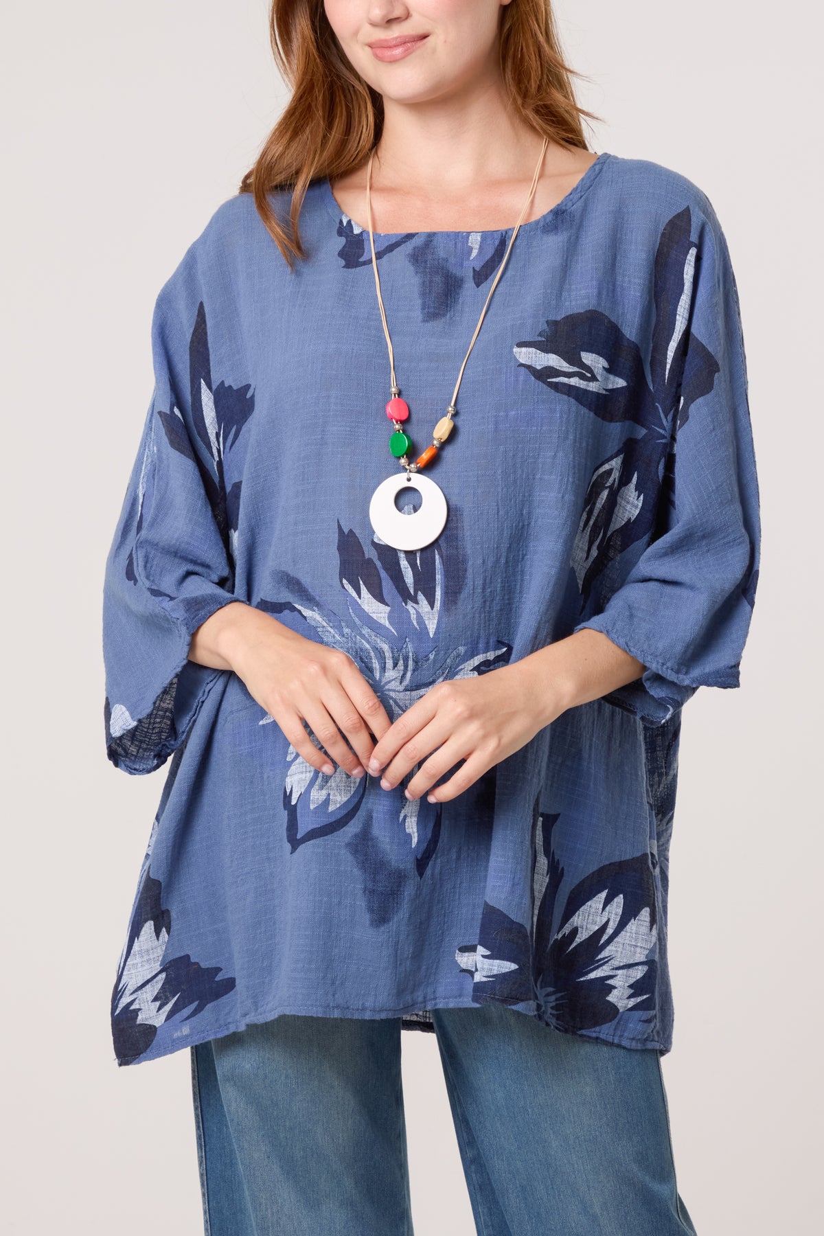 Necklace Lily Print Pure Cotton Top