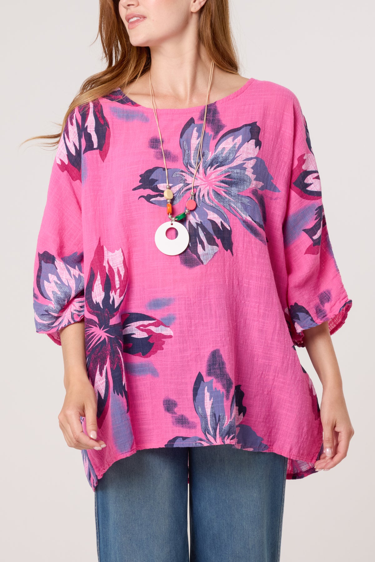 Necklace Lily Print Pure Cotton Top