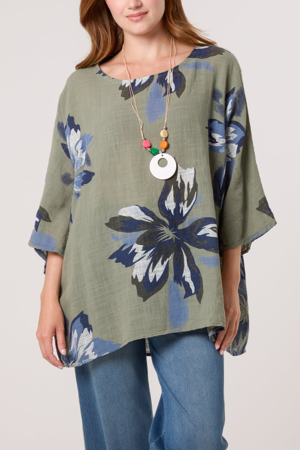 Necklace Lily Print Pure Cotton Top