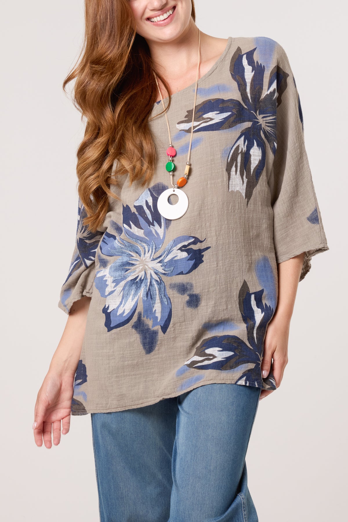 Necklace Lily Print Pure Cotton Top