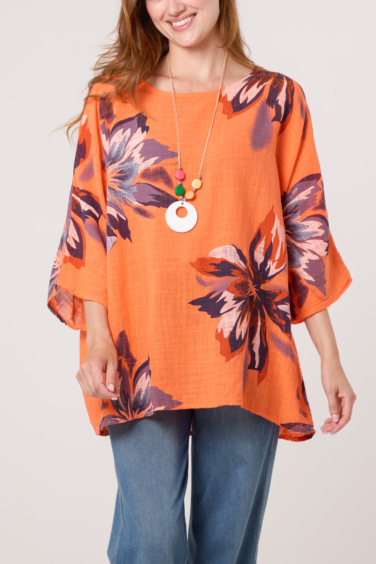 Necklace Lily Print Pure Cotton Top