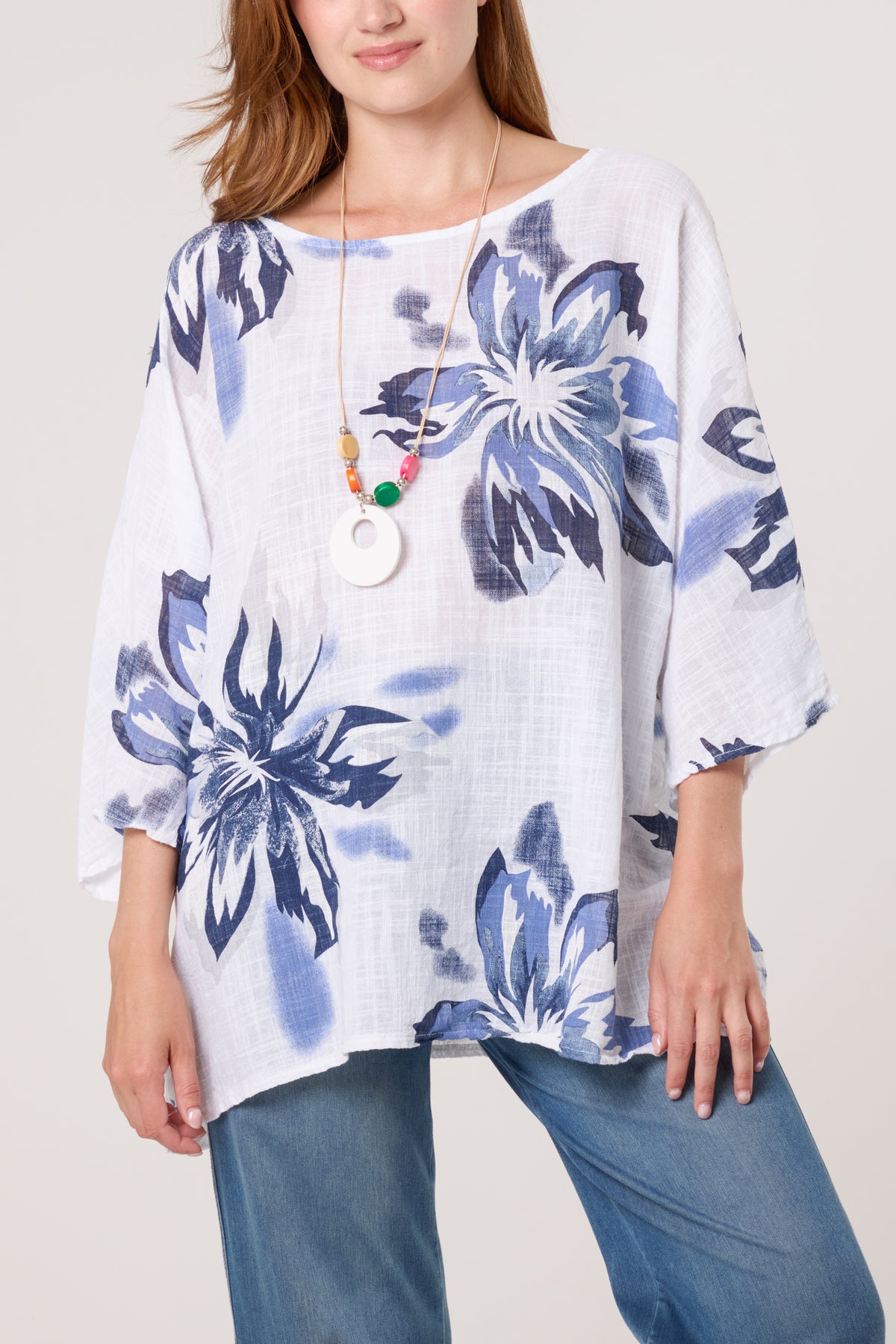 Necklace Lily Print Pure Cotton Top