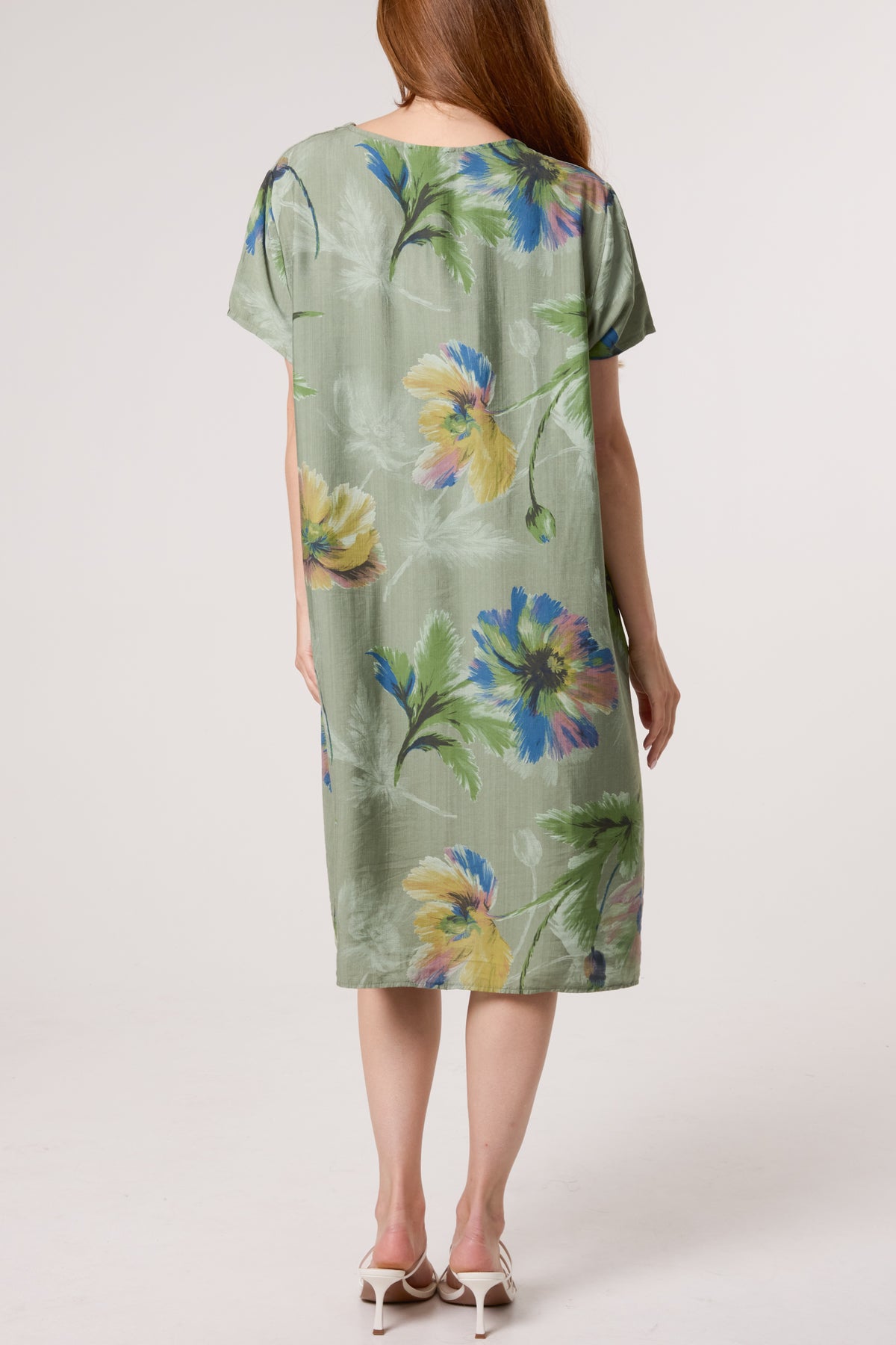 Watercolour Flower V-Neck Dress