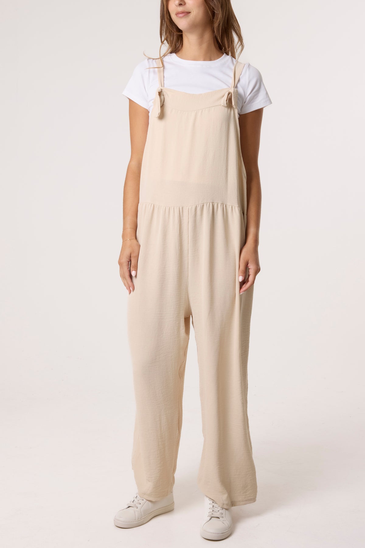 Oversized Straight Leg Crepe Dungarees