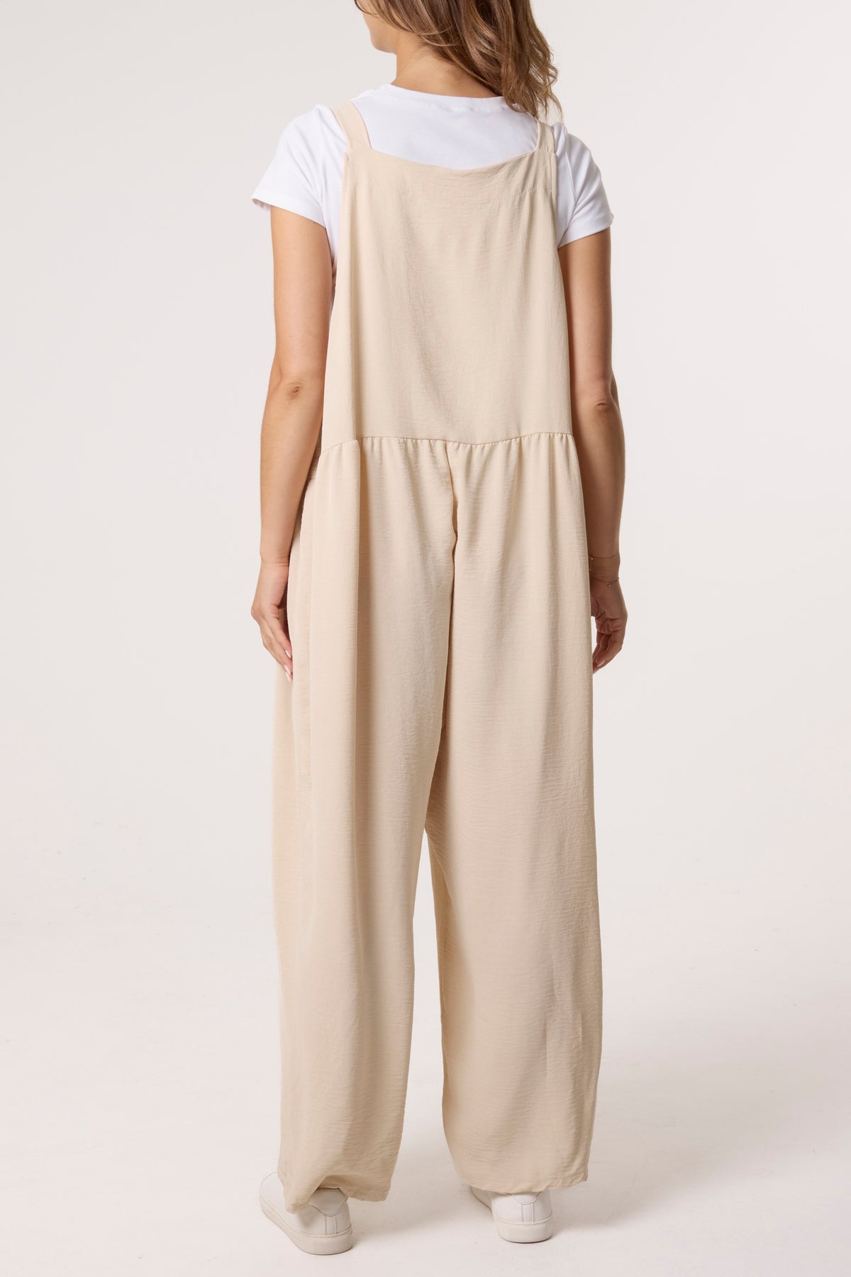 Oversized Straight Leg Crepe Dungarees