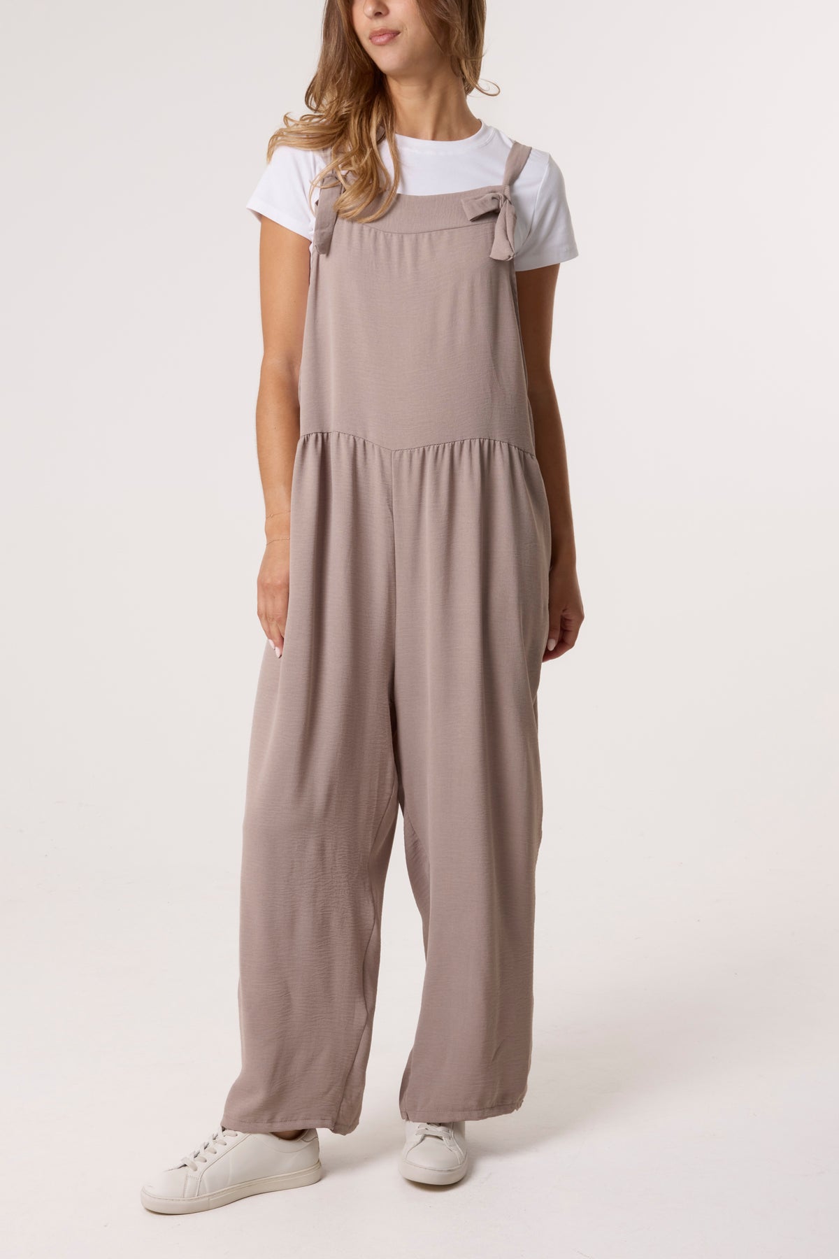 Oversized Straight Leg Crepe Dungarees