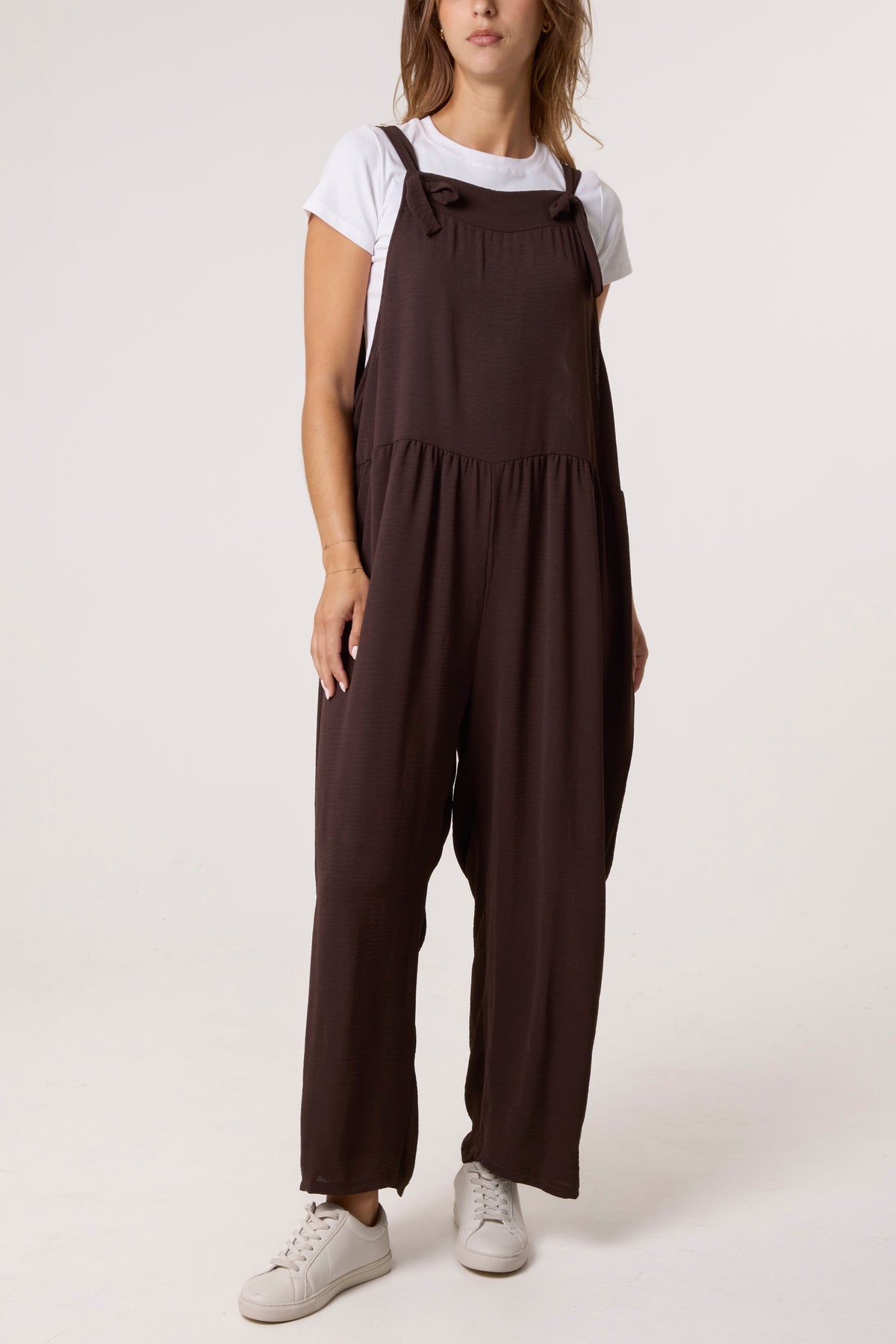 Oversized Straight Leg Crepe Dungarees