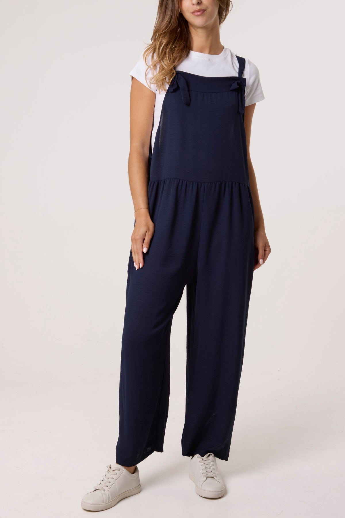 Oversized Straight Leg Crepe Dungarees