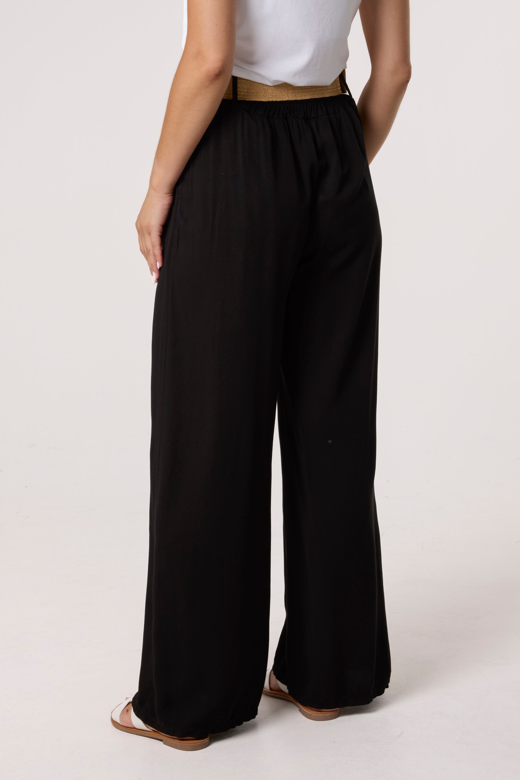 Belted Soft Touch Wide Leg Trouser