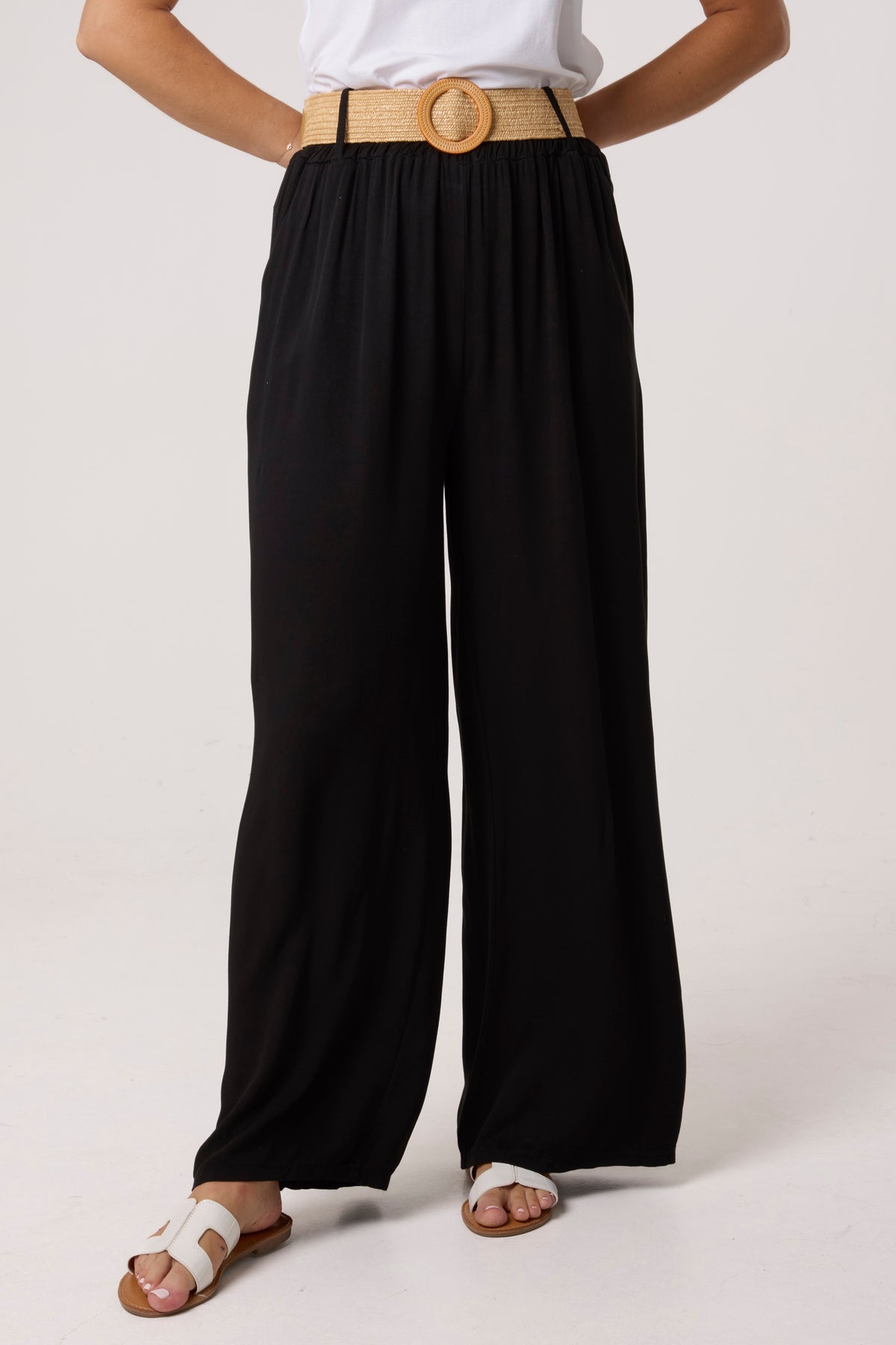 Belted Soft Touch Wide Leg Trouser