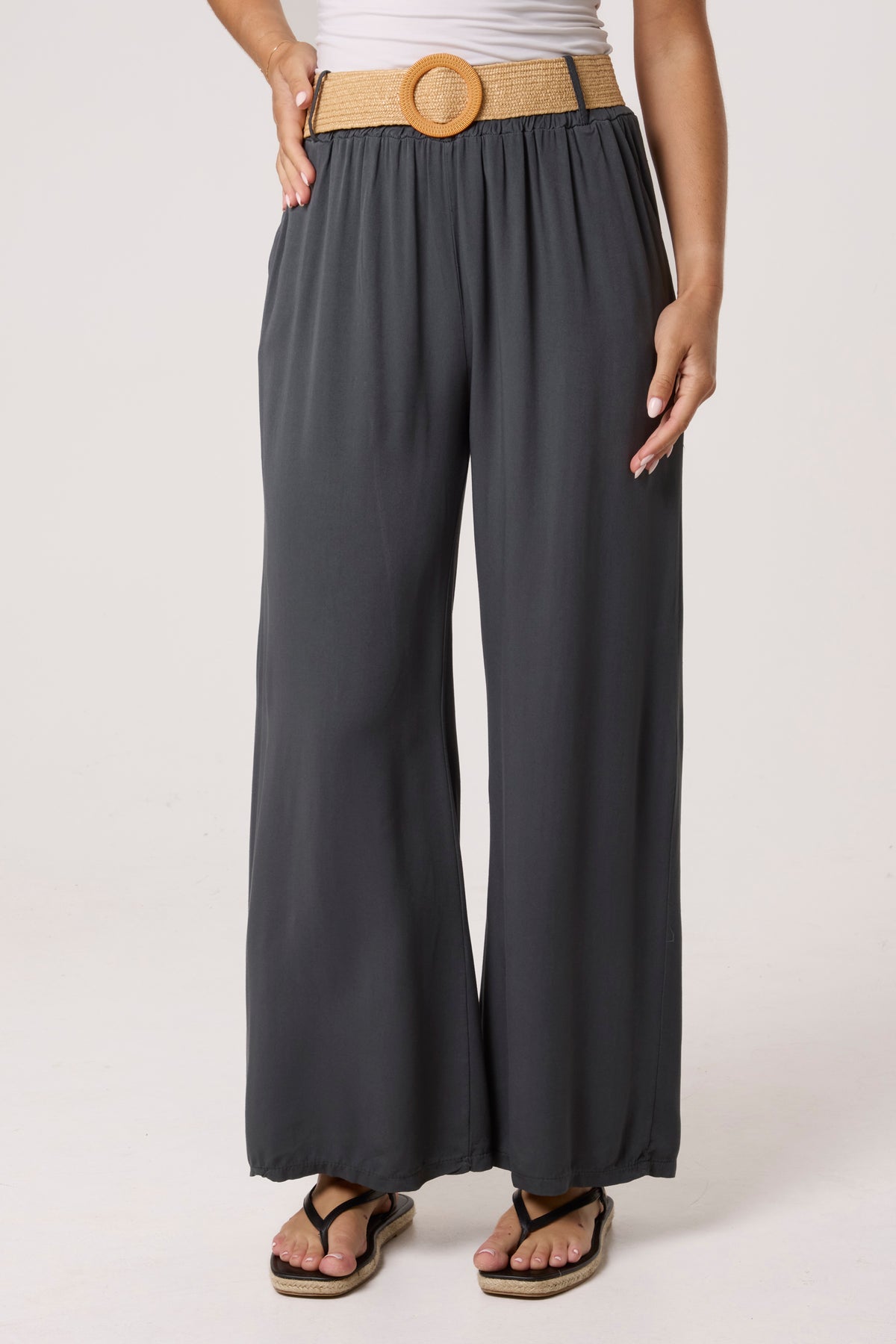 Belted Soft Touch Wide Leg Trouser