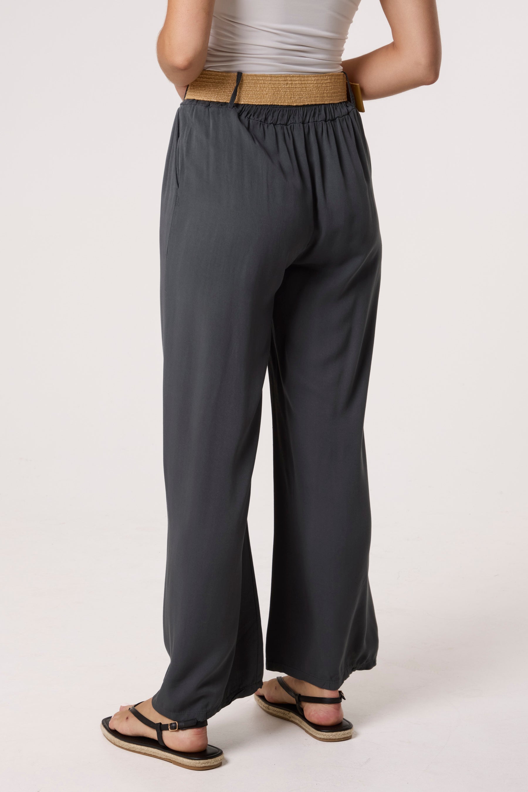 Belted Soft Touch Wide Leg Trouser