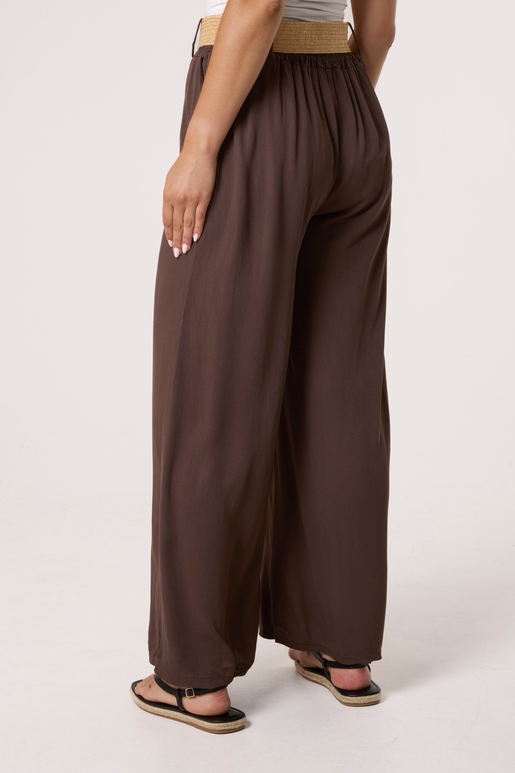 Belted Soft Touch Wide Leg Trouser
