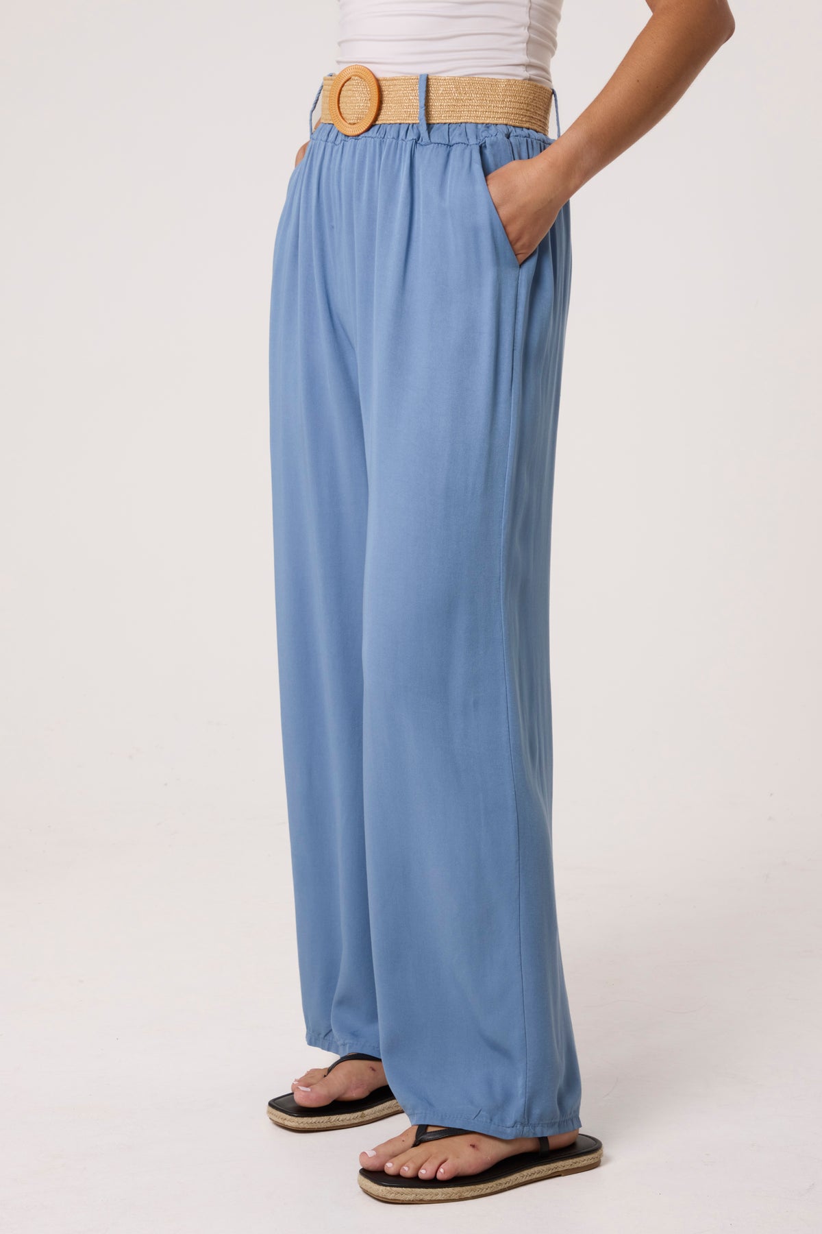 Belted Soft Touch Wide Leg Trouser