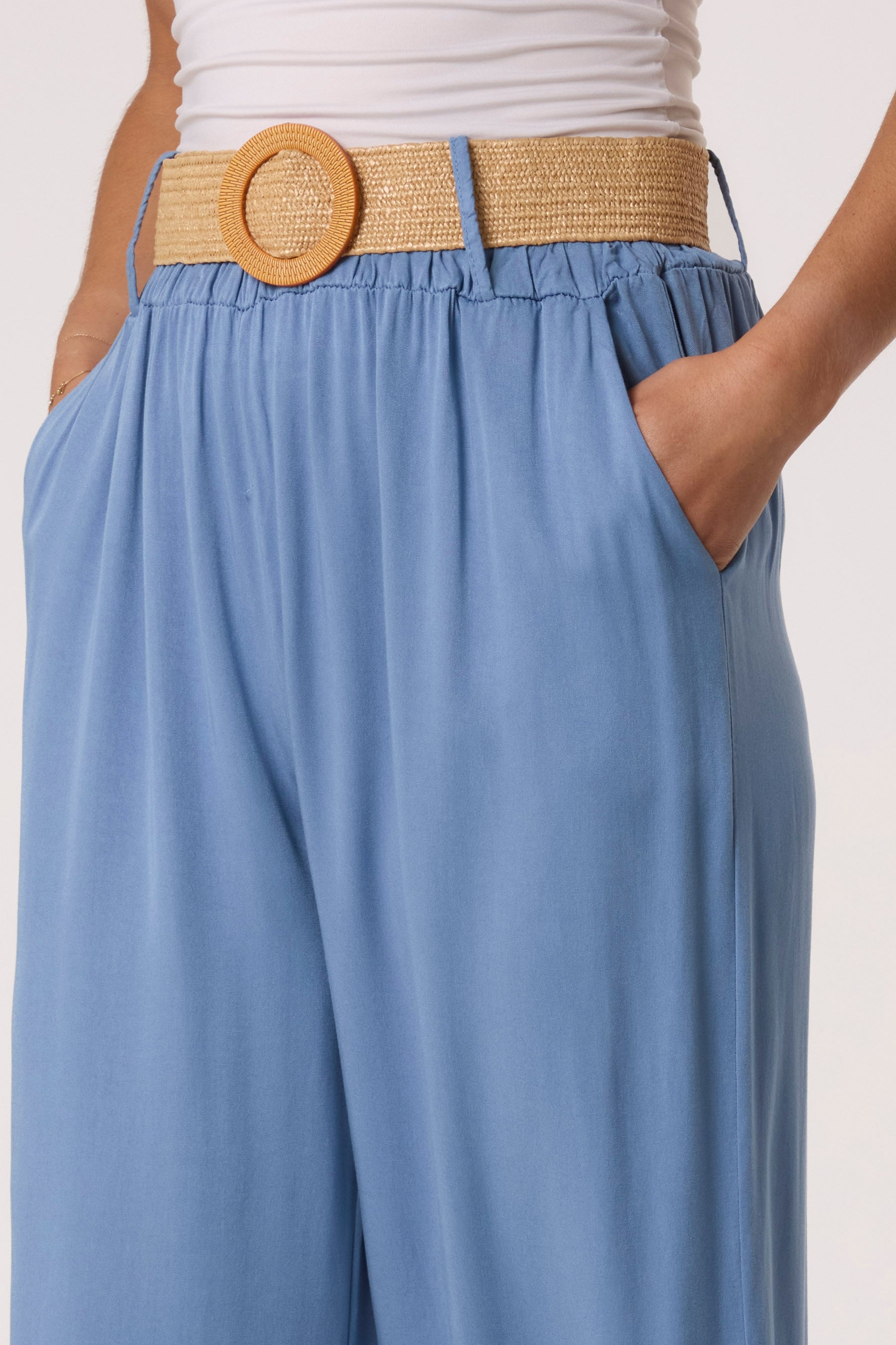 Belted Soft Touch Wide Leg Trouser