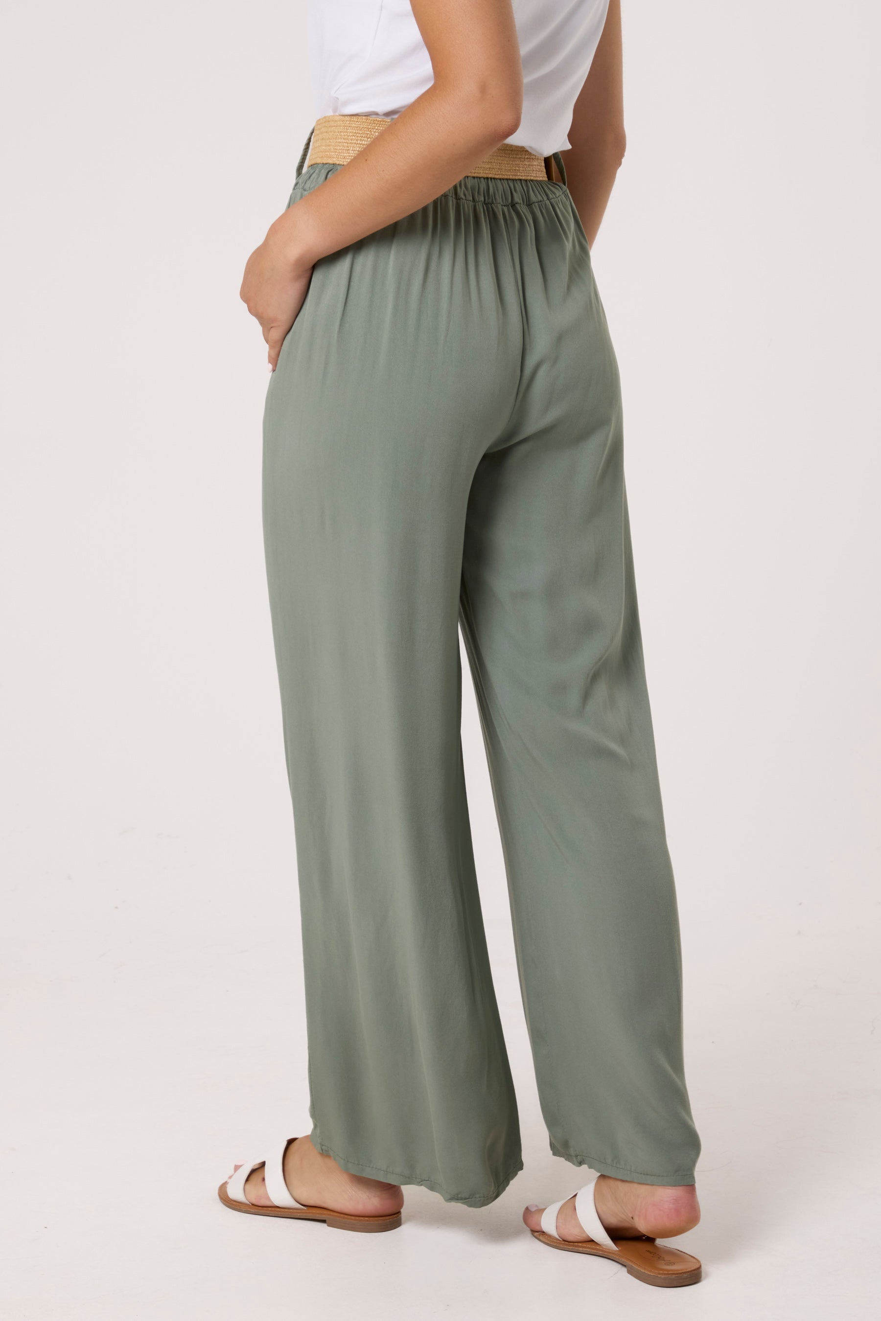 Belted Soft Touch Wide Leg Trouser