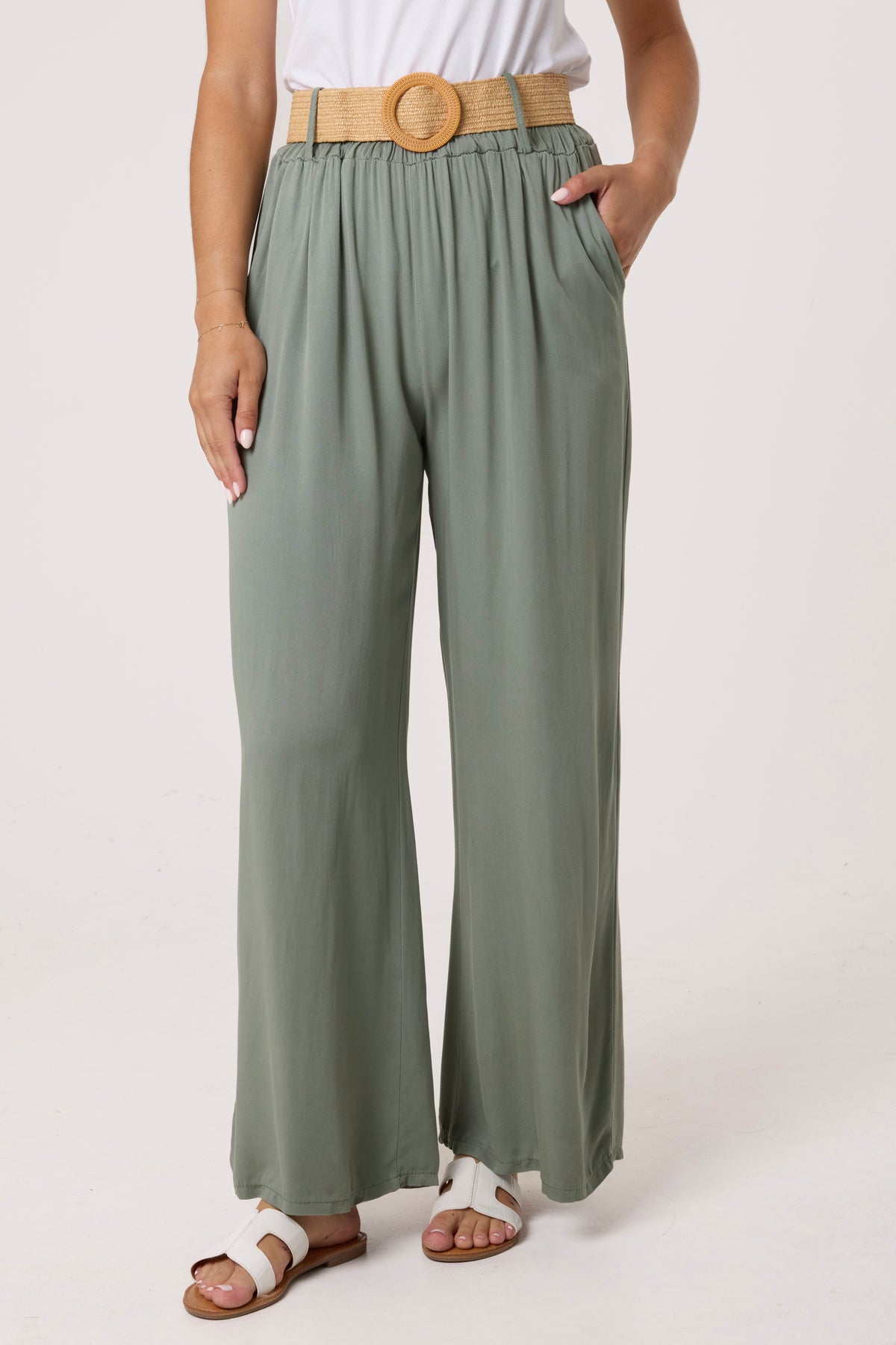 Belted Soft Touch Wide Leg Trouser