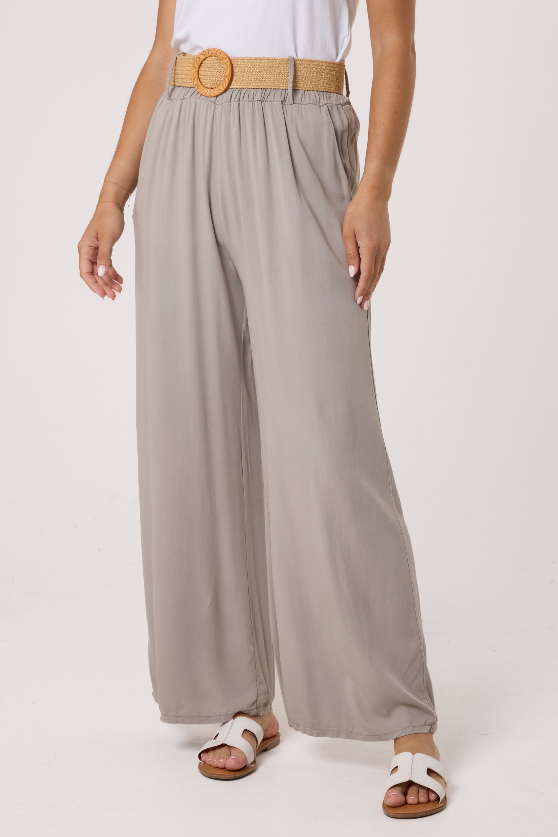Belted Soft Touch Wide Leg Trouser