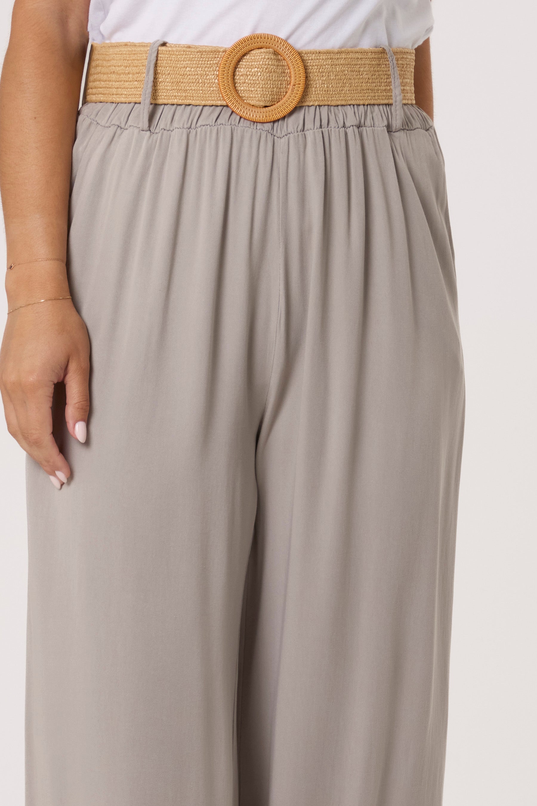Belted Soft Touch Wide Leg Trouser