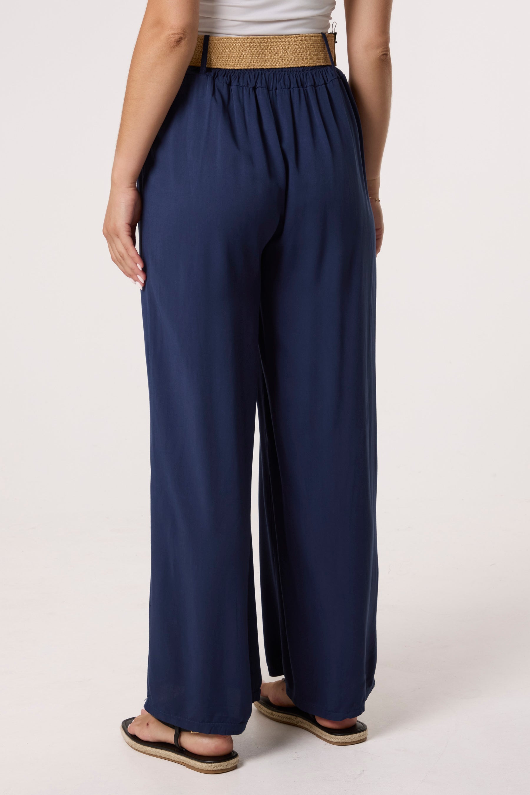 Belted Soft Touch Wide Leg Trouser